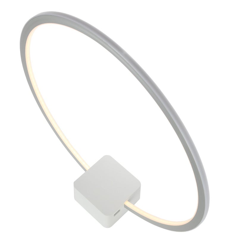 Brightech Circle LED Nightstand Lamp with USB Port â€“ Compact Bed Stand Lamp for Bedroom, Living Room - Modern Asian Table & Desk Lamp on Side & End Tables - White - Image 2